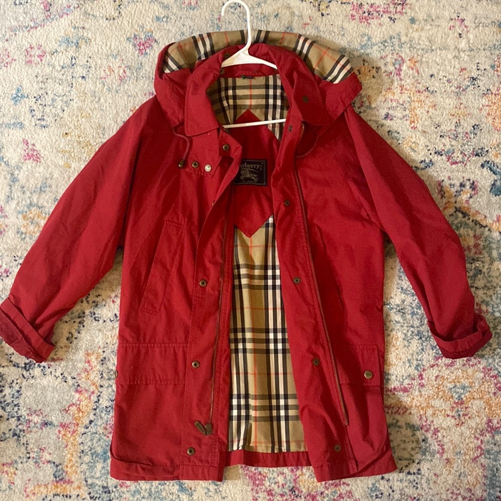 Red Burberry jacket